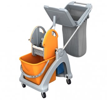 Professional cleaning trolley 1x25L and garbage bag base
